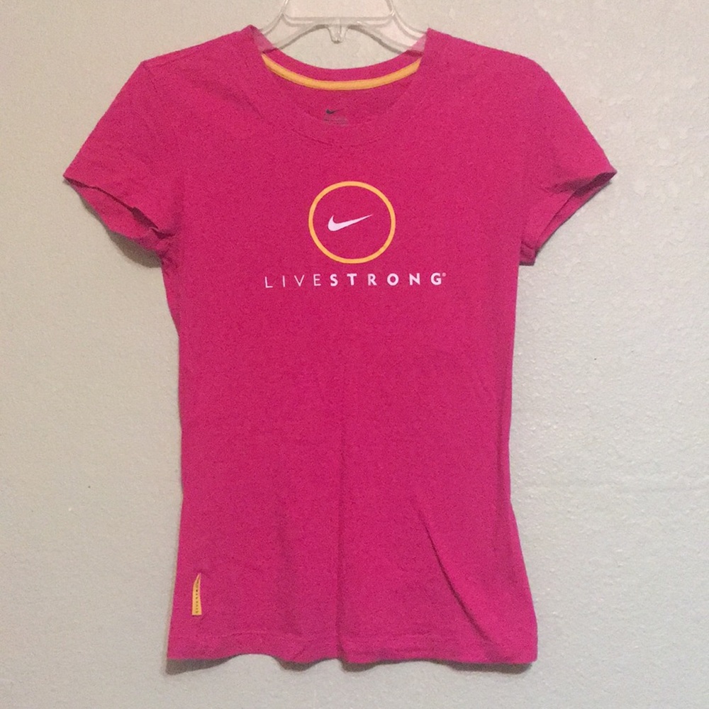 pink and yellow nike workout shirt